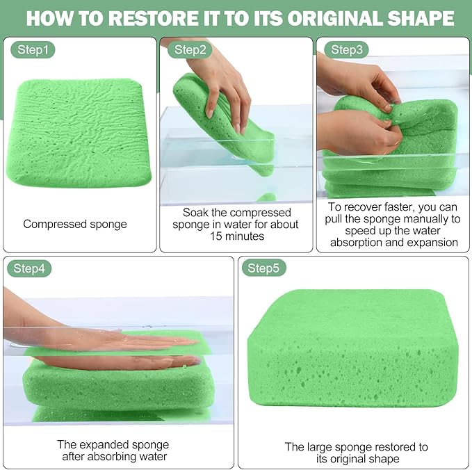 Tioncy 24 Pcs Large Car Wash Sponges Bulk 7.5 x 5.5 x 1.9 Inch Grouting Foam Cleaning and Washing Sponge Commercial Foam Large All Purpose for Kitchen Bathroom Household (Green)