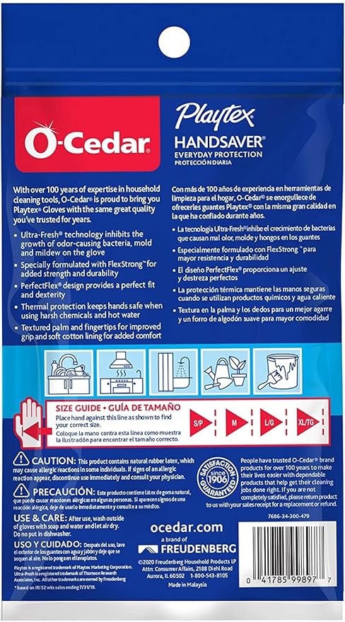 Playtex HandSaver Reuseable Rubber Cleaning Gloves (Medium 12 Pairs) Everyday Protection Reusable Household Gloves