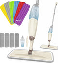 HOMTOYOU Spray Mops with 10 Reusable Pads: Wet Mop for Hardwood Tile Wood Laminate Vinyl - Absorbs Pet Hair Dust