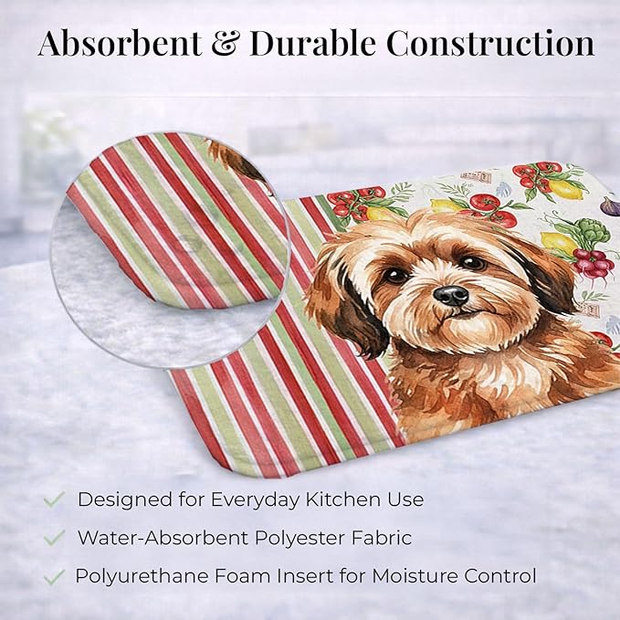 Caroline's Treasures Sable Havanese Vegetables Dish Drying Mat Absorbent Dish Drying Mat Pad for Kitchen Counter Dish Drainer Mat for Countertop 14 x 21 Multicolor
