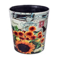 Leather Trash Can Retro Decorative Waste Basket 10L Capacity Small Waste Paper Basket Waterproof Garbage Can for Bathroom Bedroom Office Kitchen and Living Room - Sunflower