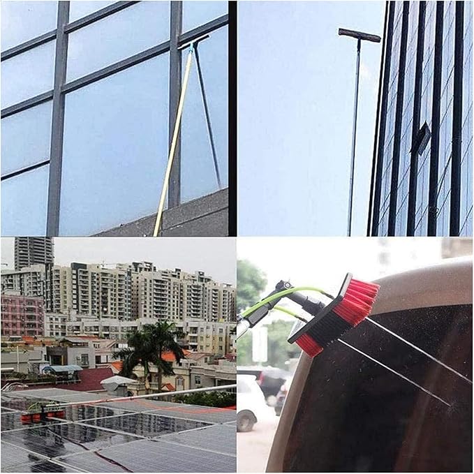 Water Fed Pole Kit Water Fed Telescopic Brush Window Cleaning Pole Water Fed Telesbrush Window Cleaner Kit Photovoltaic Panel Water Spray Cleaning Brush Glass Scraper Cleaner Conservator(9m)