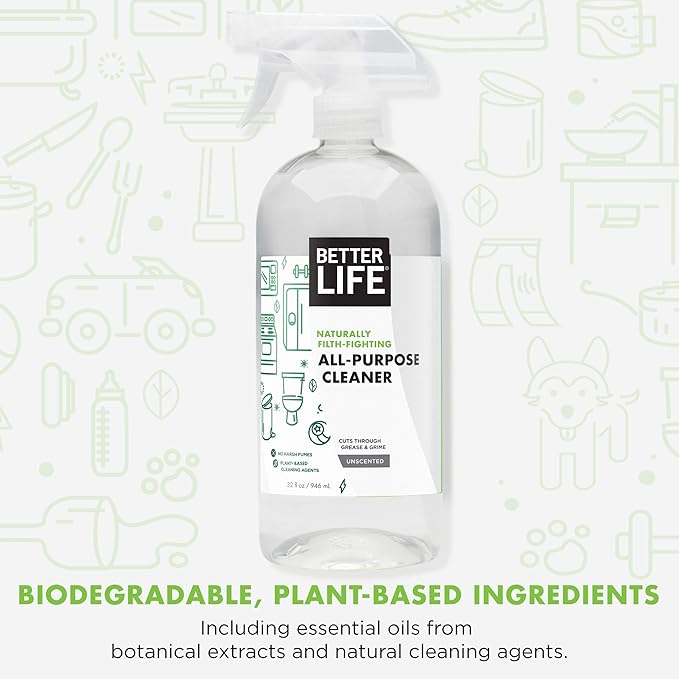 Better Life All Purpose Cleaner Unscented 32 Fl Oz Pack of 2 + Toilet Bowl Cleaner 24 Fl Oz Pack of 1
