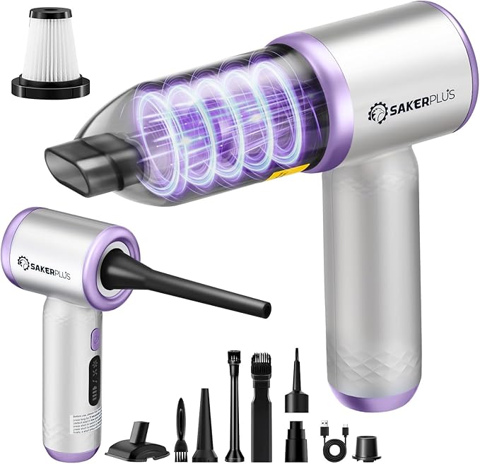 Mini Vacuum Cleaner 3 in 1 Cordless Handheld Vacuum Cleaners 18000Pa High Power Car Vacuum Cleaner with Brushless MotorAdjustable Car Vaccum Portable for CarsDesktop (Sliver and Purple)