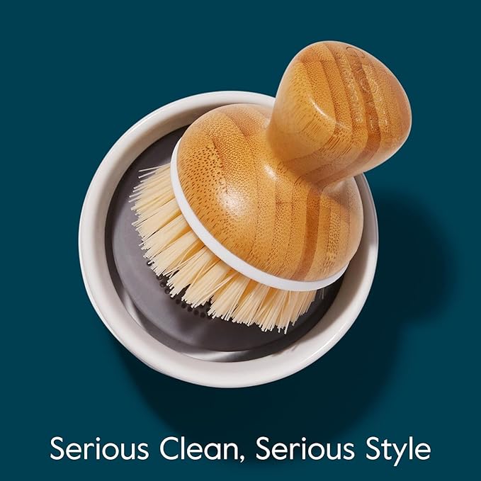 Grove Co. Bubble-Up Dish Brush 2-Pack Ergonomically Designed Dish Scrubber Replacement Dish Scrub Brush Removes Tough Messes Gentle on Dishes Sustainable Solution to The World's Waste Problem