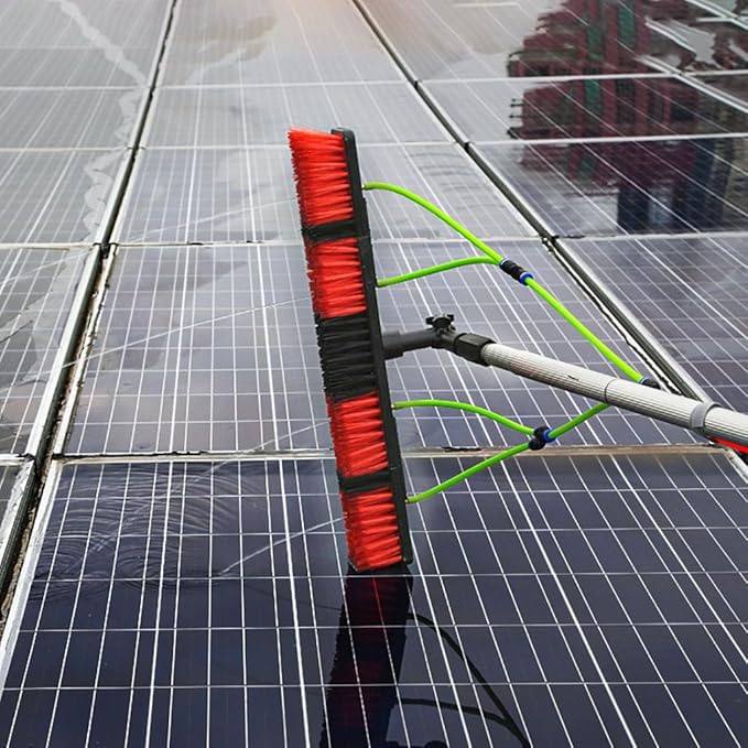 Window Cleaning Water Fed Pole KitOutdoor Reach Solar Panel Cleaning Brush with 20m Water PipeAdjustable Cleaning Tool with Aluminum Extension Pole for Roof Window Gla(Size:9M/30FTColor:50cmBrush)