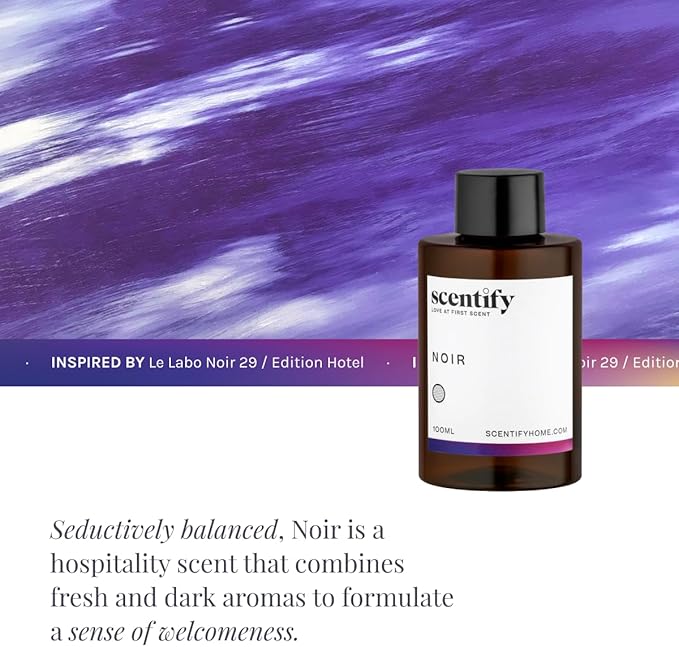 Scentify Noir Aroma Oil Refill Scent for Oil Diffusers – Bergamot Lemon Fig Rose &amp Amber – Luxurious Relaxing Aromatherapy Diffuser Fragrance 100ml 3.38 oz – New Version