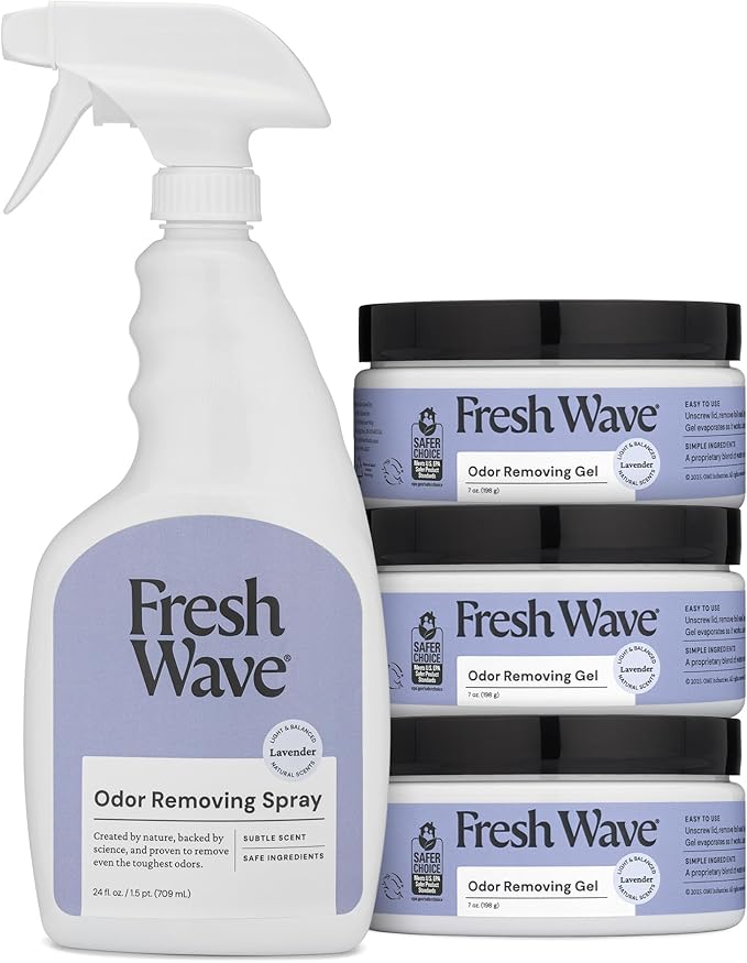 Lavender Home Odor Solutions Bundle 3-Pack 7 oz. Gel &amp 24 fl. oz. Spray
