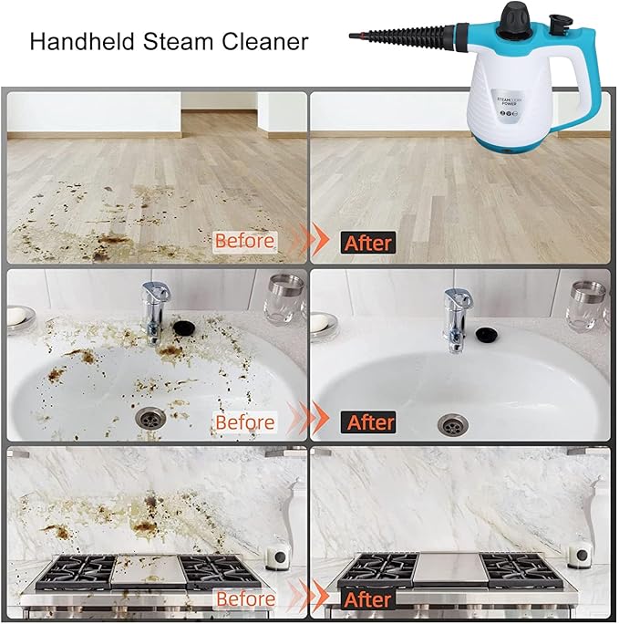 350ml Handheld Steam Cleaner Surface Steam Cleanerr Fast Heating Efficient Steamer Cleaning Machine Portable for Range Hood Kitchen BathroomSteam Cleaners for Home Use(US Plug)