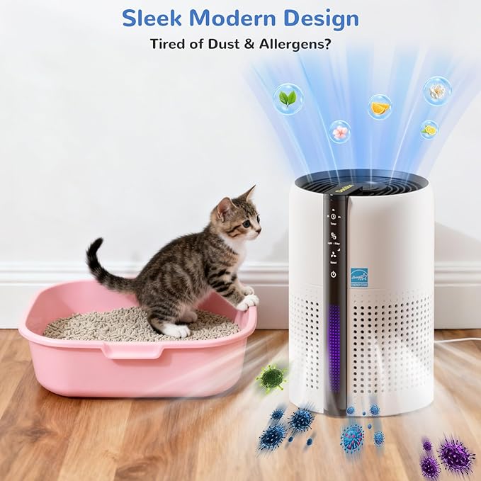 Cat Litter DeodorizerOdor Eliminator for Pet Strong Odors 99% Activated Carbon Adsorption Plug in Air fresheners for homeLitter BoxKitchen Bathroom Ion Air Purifier Quiet Portable