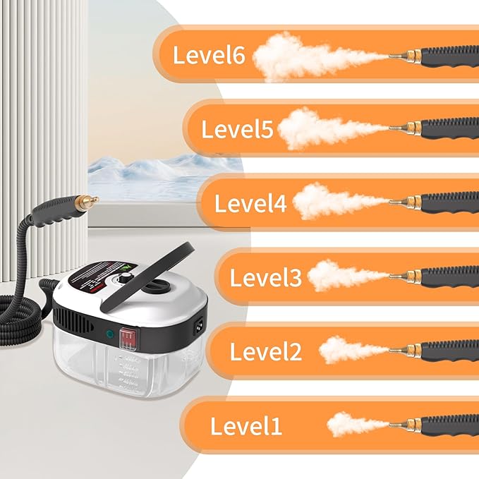 Handheld Pressurized Steam Cleaner2500W Handheld High Temp Portable Cleaning Machine Cleaning for Couch Auto Floor and More (White)