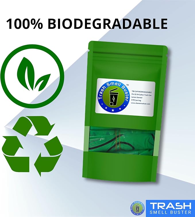 Trash Can Smell Eliminator Cover Odor Eliminating Bag Lemon Scented Durable Chemical Free 32 Gallon 3 Pack