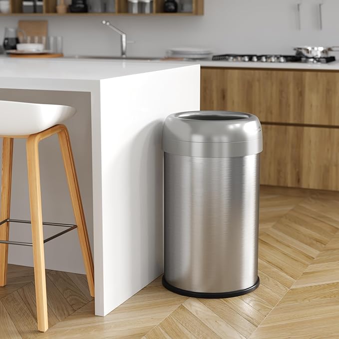 iTouchless 13 Gallon Dual-Deodorizer Trash Can and Recycle Bin Stainless Steel Commercial Grade Large 10 Inch Home Restaurant Restroom Office Open Top Round