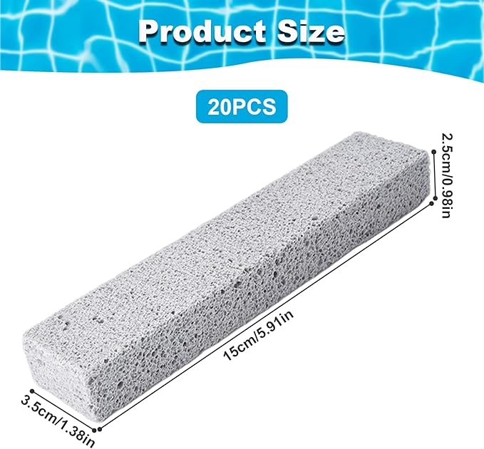 20Pcs Pumice Stone For Cleaning 1.4X1X5.9In Pumice Stone Toilet Bowl Cleaner Foam Glass Pumice Stone For Pool Tile Grill Concrete