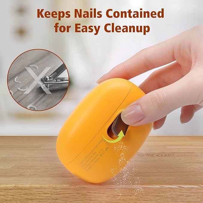 Electric Nail Clipper 2 in 1 Nail Care Tool with Filing Function Safe &amp Gentle Nail Trimmer with LED Light Quiet and Effortless Rechargeable for Adults &amp Seniors (Yellow)