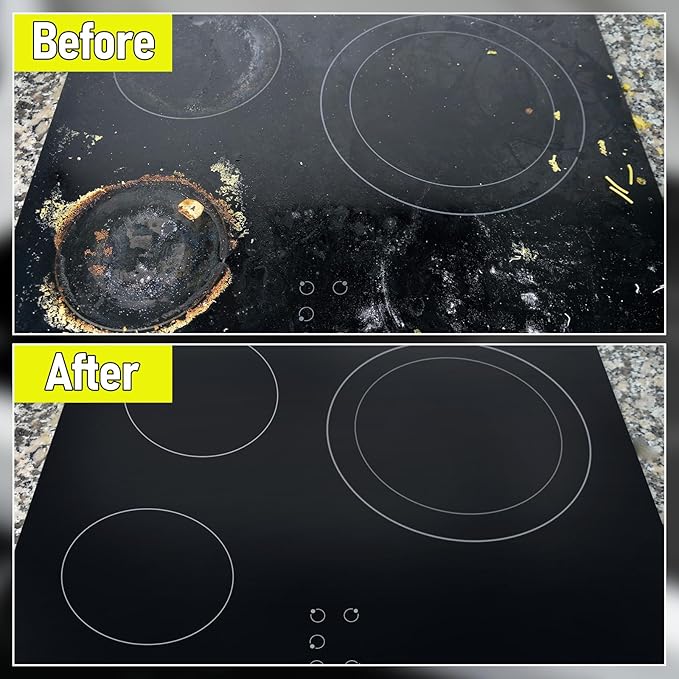 Cooktop Cleaner Kit35 oz Glass Top Stove Cleaner and PolishStove Top Cleaner Kit with ScraperScrubbing PadRemoves Tough Stains