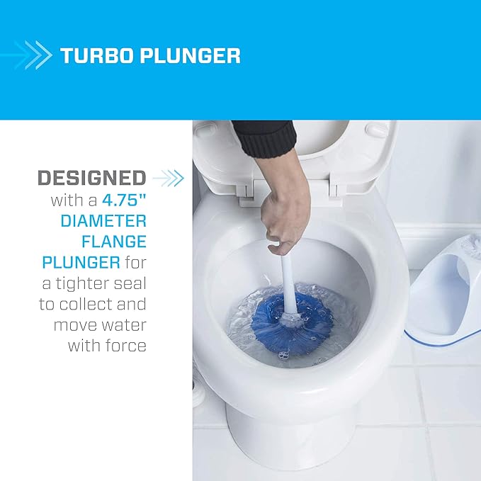 Mr. Clean Toilet Plunger and Bowl Brush Combo with Caddy 3-Piece Heavy-Duty Plunger Toilet Brush and Caddy Set White/Blue