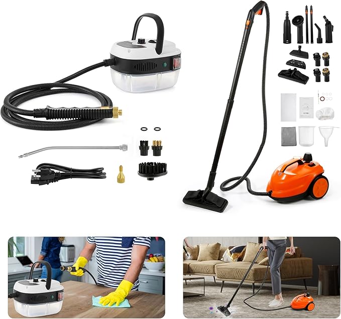 Dyna-Living 1800W Portable Steam Cleaner with 2.1L Water Tank &amp 2500W Steam Cleaner with 1L Large-capacity Tank
