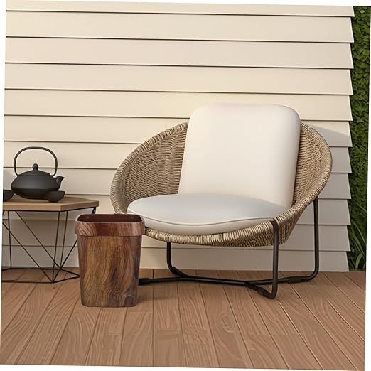 jojofuny Rustic Wood Grain Bathroom Trash Bin Medium Wastebasket for Home Office Outdoor Use Easy to Clean Maintain Elegant Design for Decor Styles