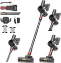 Cordless Vacuum Cleaner Stick Vacuum Rechargeable 550W 45KPA Powerful Suction Lightweight Vacuum Cleaners for Home Anti-Tangle Self Standing for Pet Hair Hardwood Floor Carpet - Black