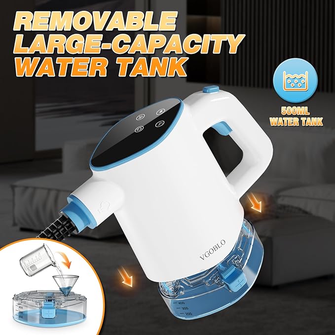 Handheld Steam Cleaner for Home Pressurized 15s Instant Heat Steam Cleaner 500ml Removable Water Tank &amp Self-Clean Portable Multi-Surface Steamer for Cleaning Kitchen Bathroom Car Floor