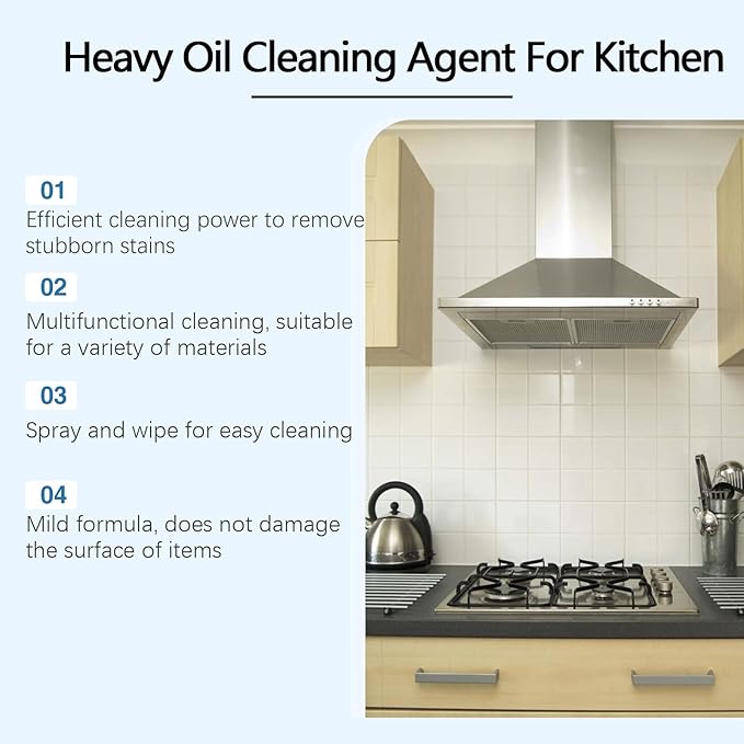 Oil Stain Remover For Kitchen Heavy Duty Grease Cleaner Multi-Surface Home Cleaning Spray Easy To Use(3PCS)