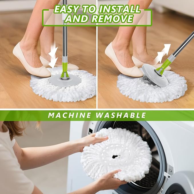 Spin Mop Bucket SystemMasthome 360°Spin Mop and Bucket with Wringer SetEasyWring Microfiber Mop with 3 Mop PadsSpinning Floor Cleaning System for Floor Cleaning - Home &amp Office Suitable