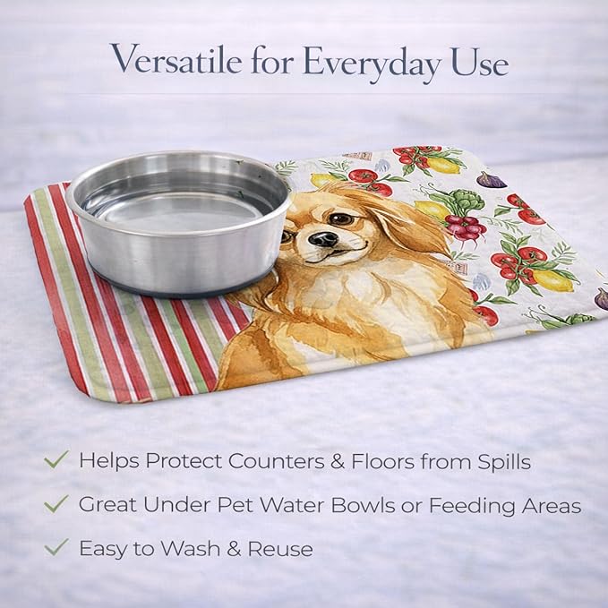 Caroline's Treasures Gold Tibetan Spaniel Vegetables Dish Drying Mat Absorbent Dish Drying Mat Pad for Kitchen Counter Dish Drainer Mat for Countertop 14 x 21 Multicolor