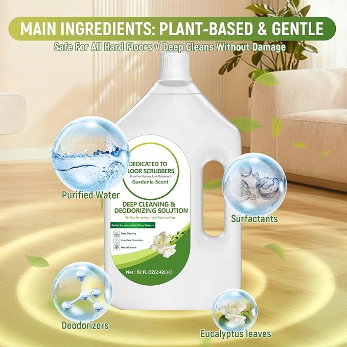 Floor Cleaning Solution Compatible with Tineco – 82 FL OZ Gardenia Floor Cleaner – Sweet Long-lasting Fragrance – For All Cordless Wet/Dry Vacuum Mop Cleaner &amp Robot Vacuums with Mopping