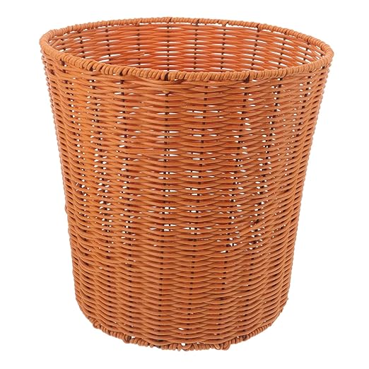 Luxshiny Woven Waste Basket Versatile Imitation Rattan Trash Can for Home Lightweight Storage for Living Room Kitchen Bathroom Economic Practical Design Multi-Functional Household Organizer