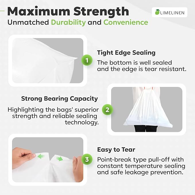 LIMELINEN Tall Kitchen Trash Bags with Drawstring 800 Count 13-gallon Trash Bag of 0.9 mil Thickness Leak and Odor-Resistant Heavy-Duty Plastic Garbage Bags for Home and Commercial Use