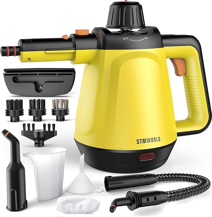 Steam Cleaner Deep Cleaning Steam Cleaner for Home 1200W Handheld Steam Cleaner with 10 Tools Natural Steamer for Cleaning Handheld Steamer for Bathrooms Kitchens Windows Shower GroutTileCar