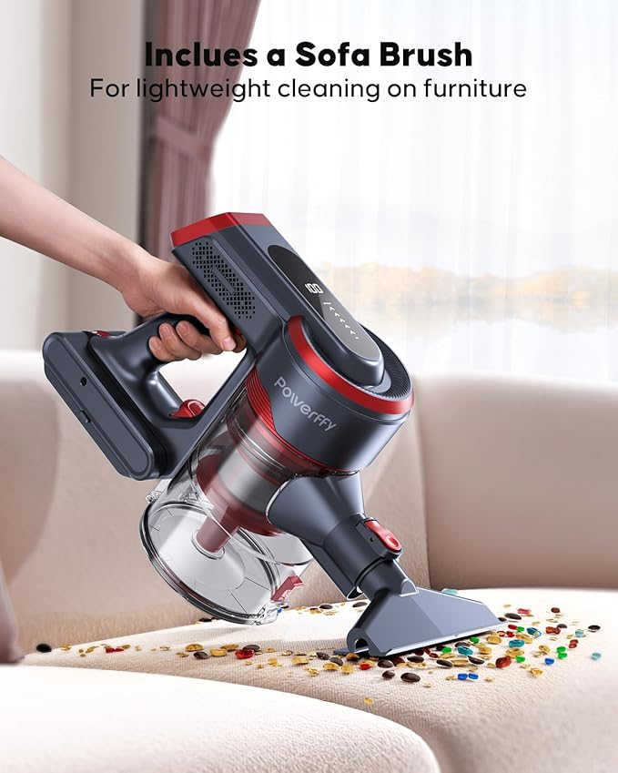 Cordless Vacuum Cleaner 450W 40KPA Up to 55 Mins Cordless Stick Vacuum Cleaner with Charging Station LED Touch Display Anti-Tangle Handheld Vacuum Cleaners for Home/Pet Hair/Carpets/Floors