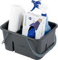 Restaurantware-Clean Tek Professional Cleaning Caddy 1 Cleaning Supply Caddy With Handle - 4 Compartment Multipurpose Gray Plastic All-Purpose For Bathroom Bedroom Kitchen Or Garden