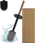 BGL Toilet Brush with Holder for Bathroom Matte Brushed Brass Aluminium Standing for Bathroom Toilet Bowl Cleaner Brush and Holder Set Square Design