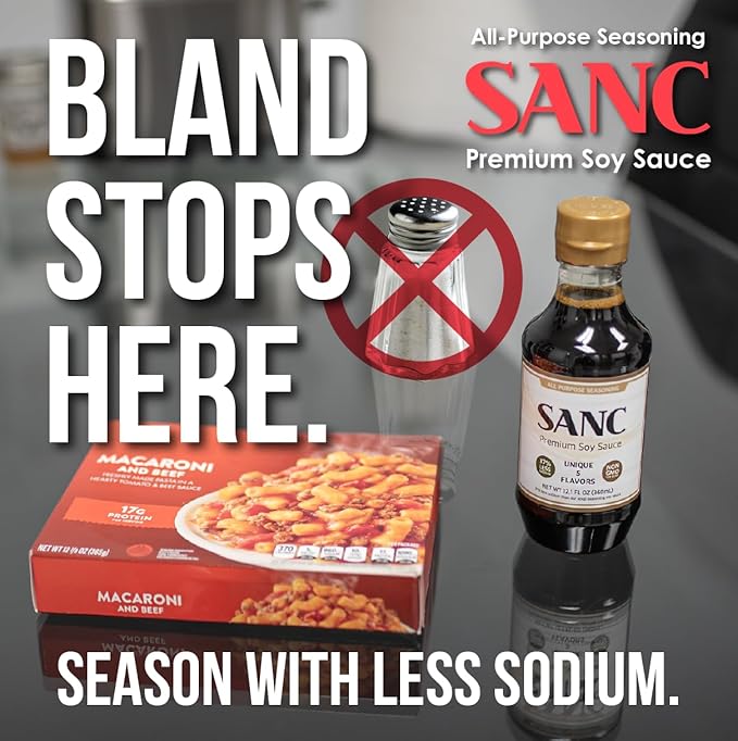 SANC All Purpose Korean Soy Sauce 12.2 Fl Oz (Pack of 3) – Less-Sodium Salt Substitute NON-GMO Bean No Artificial Additives Naturally Brewed Soy Sauce with Music Fermentation