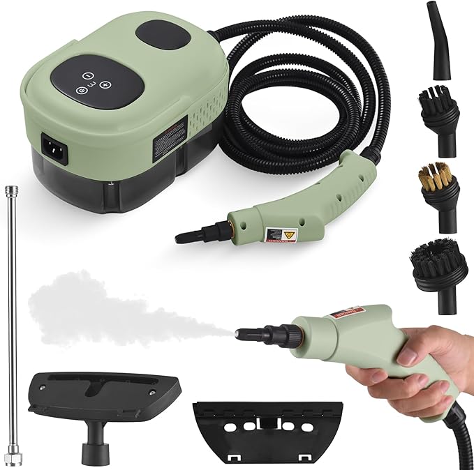 Pressurized Handheld Multi-Surface Steam Cleaner with 8pcs Accessories Smart Touch Screen 6 Levels Adjustable DeepSteamer with Portable Handle for Clothes Car Glass Window Kitchen