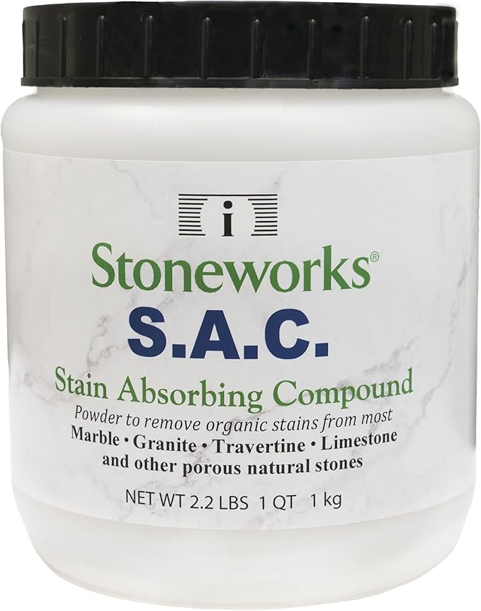 SAC Poultice Powder (2.2 Lb) Powder to remove organic stains such as oil grease butter and other non-acid stains from most marble granite travertine limestone &amp other porous natural stones
