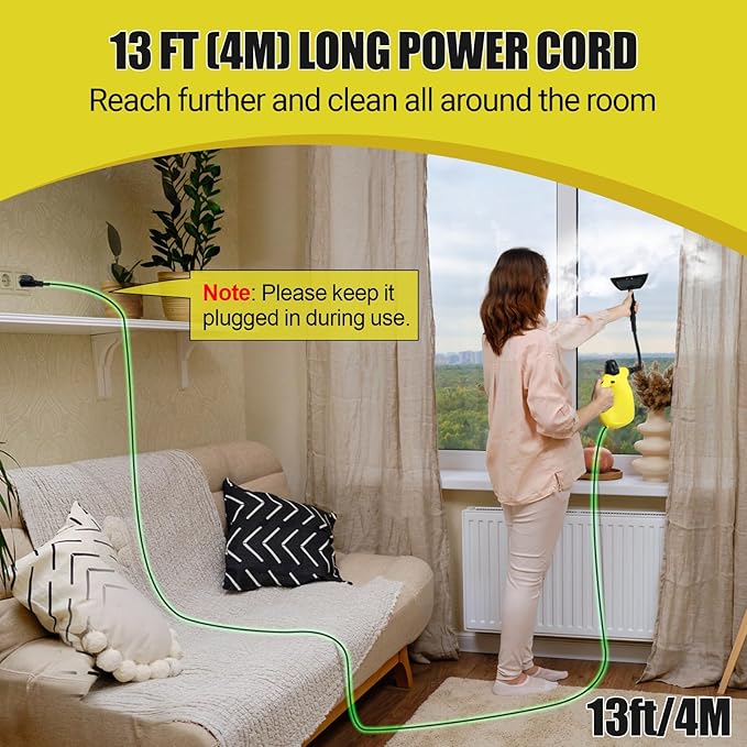 Handheld Steam Cleaner Steamer for Cleaning Portable Upholstery Steamer for Surface Cleaning Hand Steam Cleaner for Furniture Car Detailing Home Kitchen Bathroom Upholstery