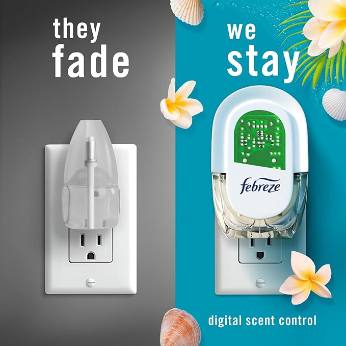 Febreze Plug with Fade Defy Technology Air Freshener - New Limited Edition - (3) of 0.87 fl oz Refills (Bora Bora)