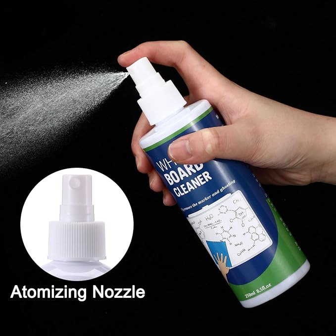 10 Pack Non-Toxic Whiteboard Cleaner 8.5fl oz Dry Erase Board Cleaner with 6 Cloths Non-Toxic Dry Erase Cleaning Spray Removes Stubborn Marks from Whiteboards