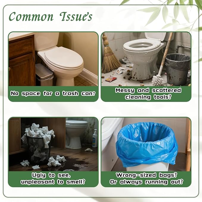 Bathroom Trash Can with ToiletSlim Bathroom Trash CanToilet Brush and Holder Set4.5 Liter / 1.2 Gallon Press Type Odor Proof rv Trash canfor Bathrooms RVs Small Spaces