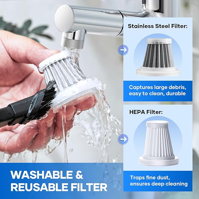 Mini Vacuum Cleaner 3 in 1 Car Vacuum Cleaner High Power 15000PA Powerful Suction Air Duster 7500mAh Dual FilterAdjustable Small Vaccum Portable Cordless for CarsDesktopHome - HL137
