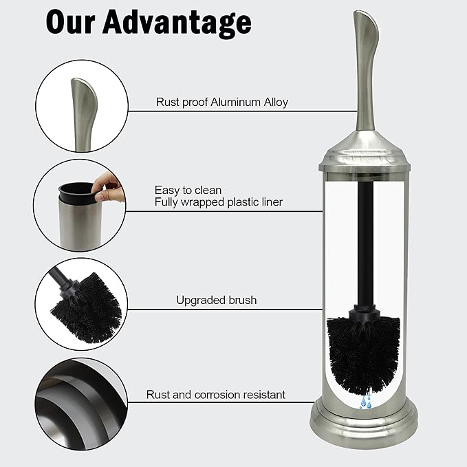 Vince Camuto Toilet Bowl Brush with Holder Durable Bathroom Cleaning Tool Modern Design for Easy Toilet Maintenance Bathroom Cleaner Brush for Efficient Cleaning and Hygiene