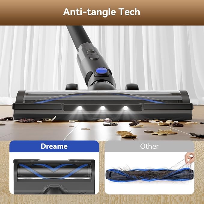 DREAME J30-W Cordless Vacuum Cleaner with LED Headlights 450W Powerful Suction 60Min Runtimes Detachable Battery One-Touch Emptying Stick Vacuum Cleaner for Pet Hair Carpet &amp Hard Floor