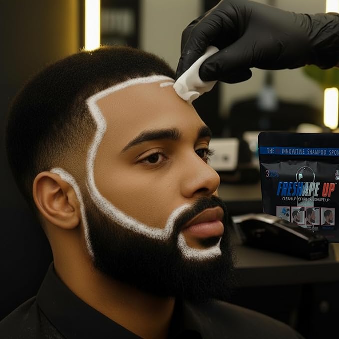 FFreshape Shampoo Infused Hairline and Beard Wipes– Disposable Shampoo Wipes for Barbers – Quick Use Hairline Wipe for Prepping Shape-Ups &amp Lineups for Barbers Stylists and Braiders (Pack Of 2)