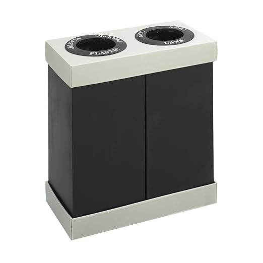 Safco Trash Can Recycle Bin Combo 28 Gallon Each (2 Bin) At Your Disposal Recycling Center Black/Grey