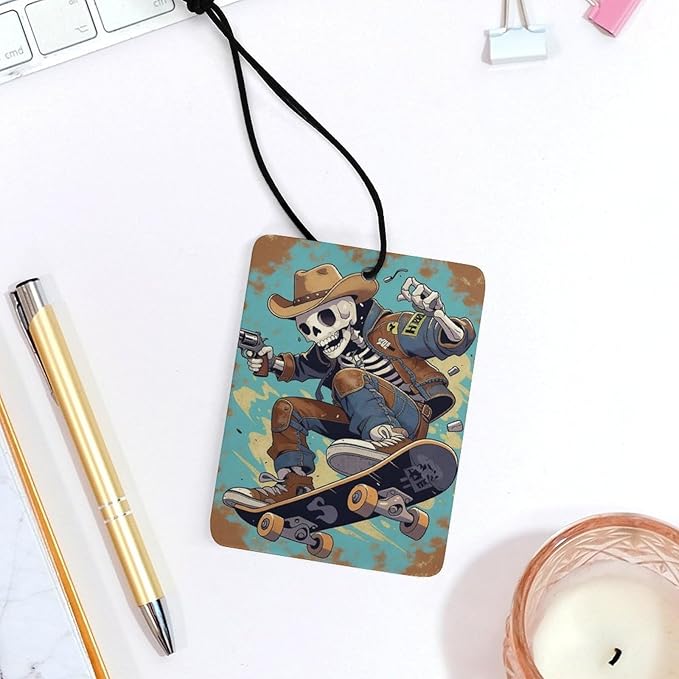 5PCS Car Air Freshener Hanging Personalized Double Sided Skull Cowboy Car Fresheners Long Lasting New Cars Scents Cute Automotive Freshies for Closets Drawers (tea)