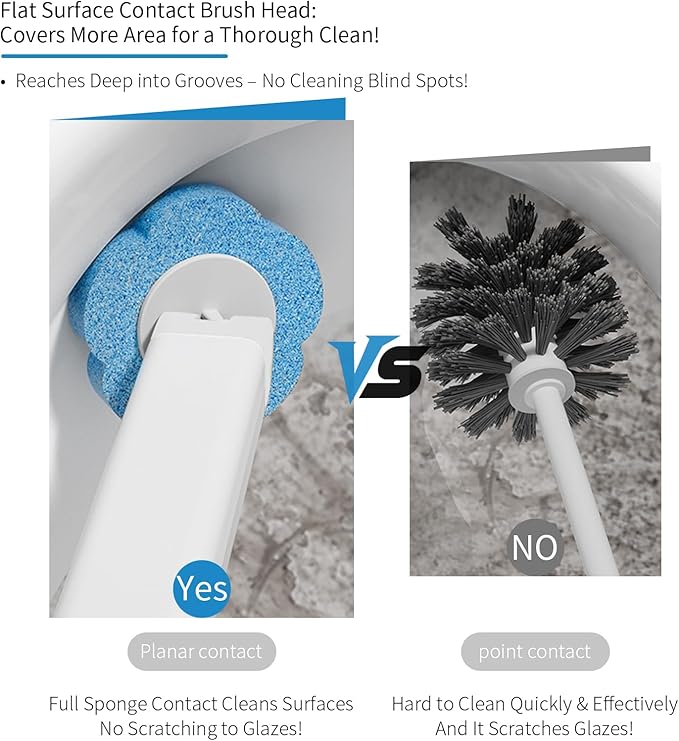 Toilet Brush with 120 Refills White Toilet Cleaning Brush Toilet Bowl Brush Toilet Brush Refill for Efficient and Deep Scrub Toilet