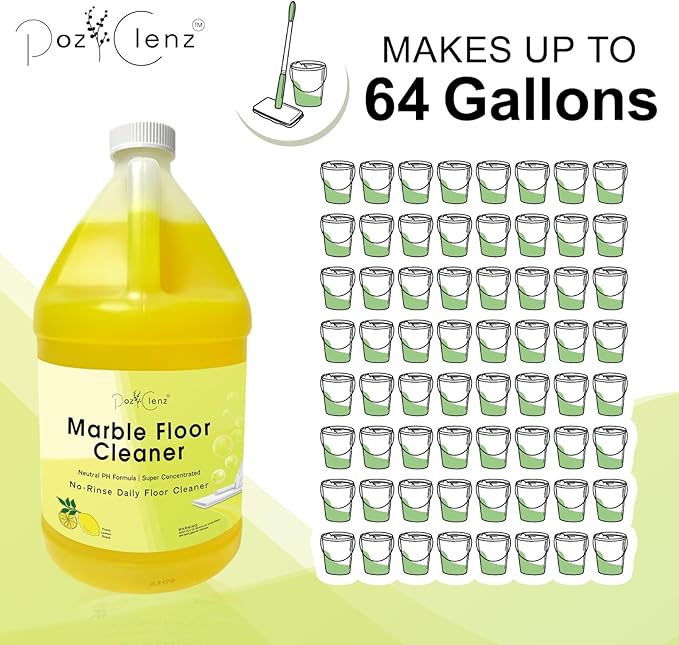 Marble &amp Stone Floor Cleaner | Concentrated Daily Formula (1 Gallon) | pH Neutral Streak-Free | Safe for Marble Travertine Limestone Granite Terrazzo &amp More | Cleans &amp Refreshes.
